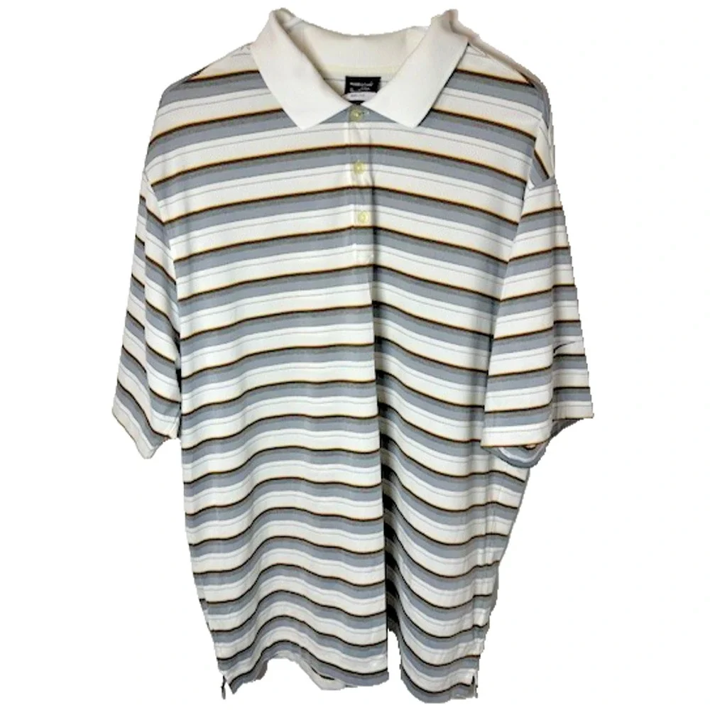 Nike Golf Dri-FIT Polo Shirt Mens XL Gray Stripe Performance Short Sleeve Golf
